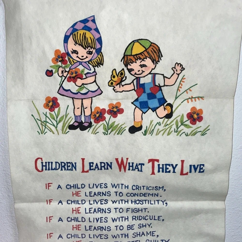 1963 Dorothy Nolte Felt Banner‎ Children Learn What They Live Banner Vintage